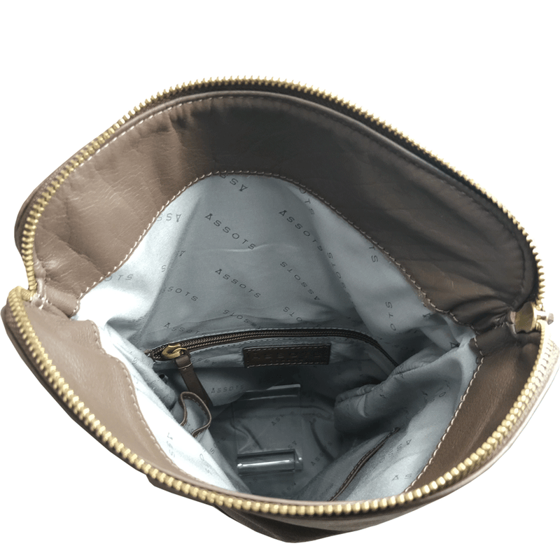 'MERLIN' Mokka Brown Full Grain Leather Zip Around Flap-over Backpack