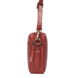 'IRIS' Red Quilted Soft Pebble Grain Leather Crossbody Bag
