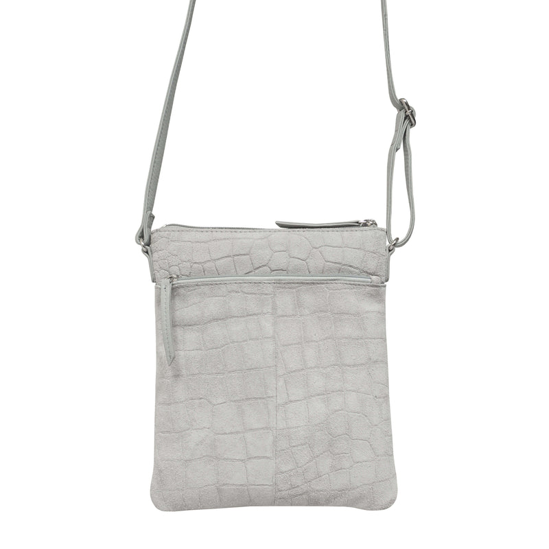 'JANET' Grey Real Leather Crossbody Sling Bag