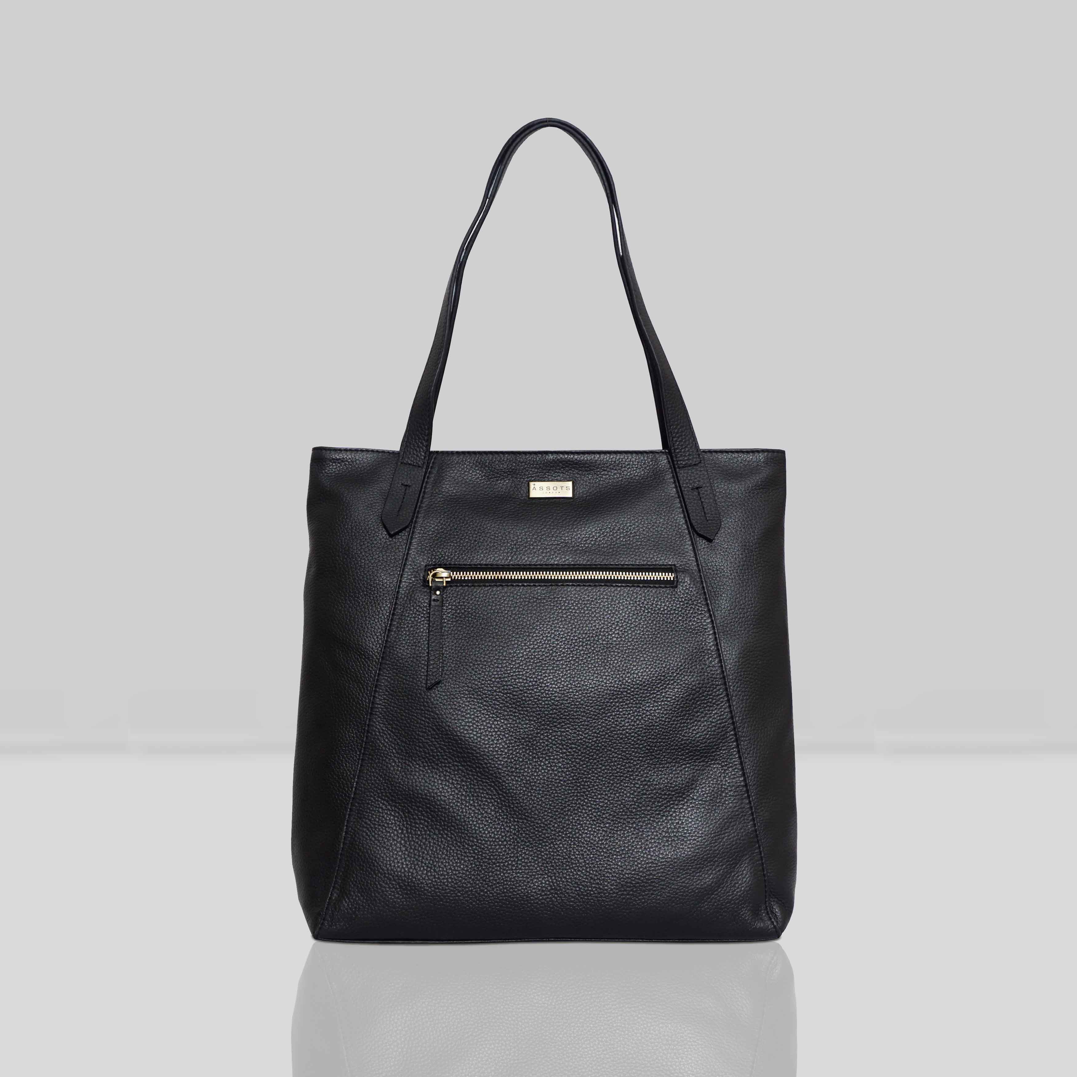 'KATE' Black Soft Natural Pebble Grain Leather Tote Bag