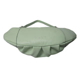 'LUNA' Mint Green Pleated Real Leather Shoulder Hobo Bag
