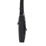 'RUE' Black Pebble Grain Real Leather Crossbody Bag