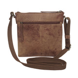 'RUE' Distressed Tan Real Leather Crossbody Bag