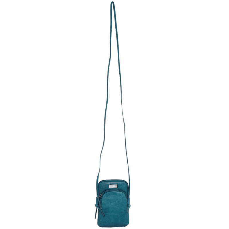 'SARAH' Ocean Blue Vintage Natural Grain Leather Mini Crossbody Bag