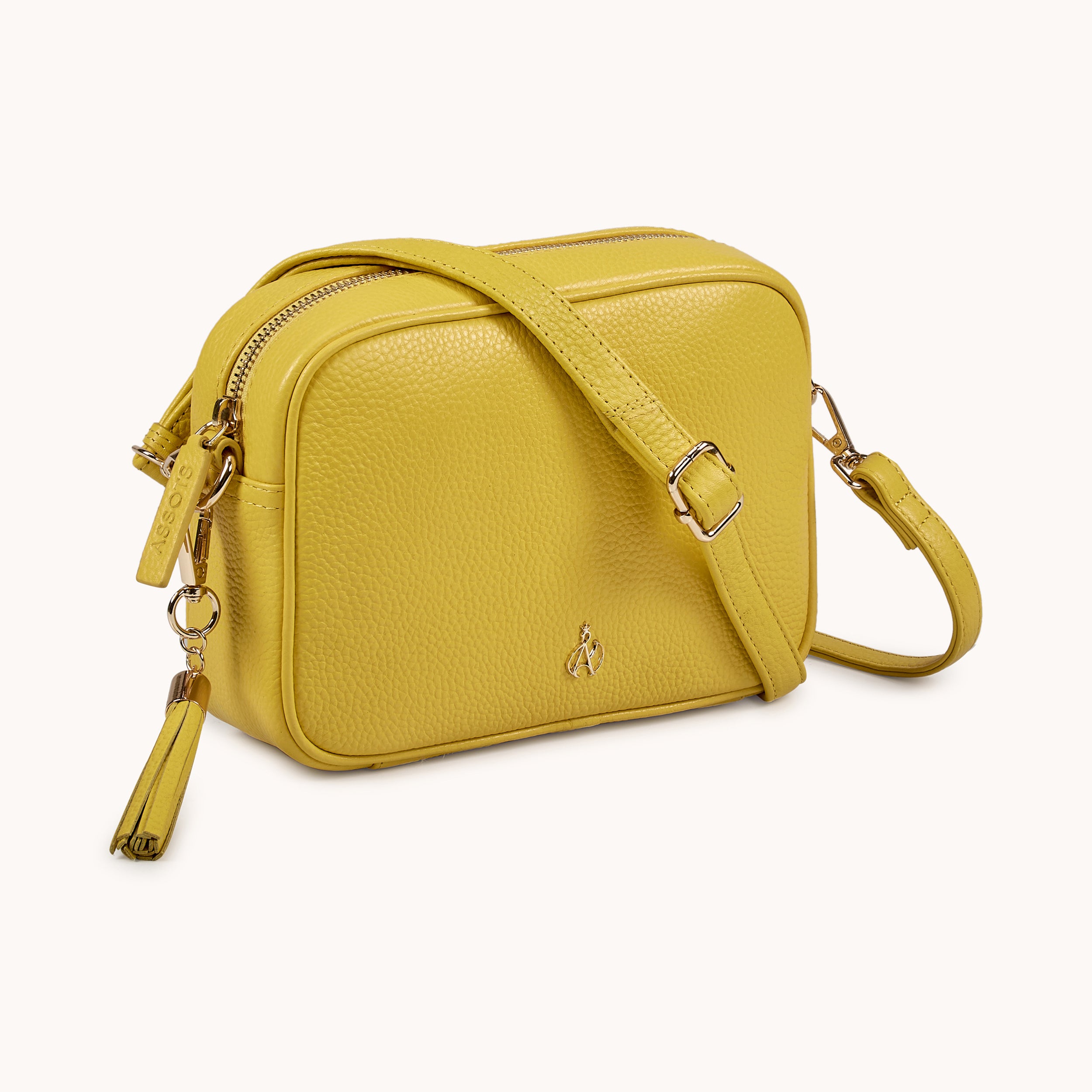 'KENT' Sunflower Pebble Grain Real Leather Crossbody Bag