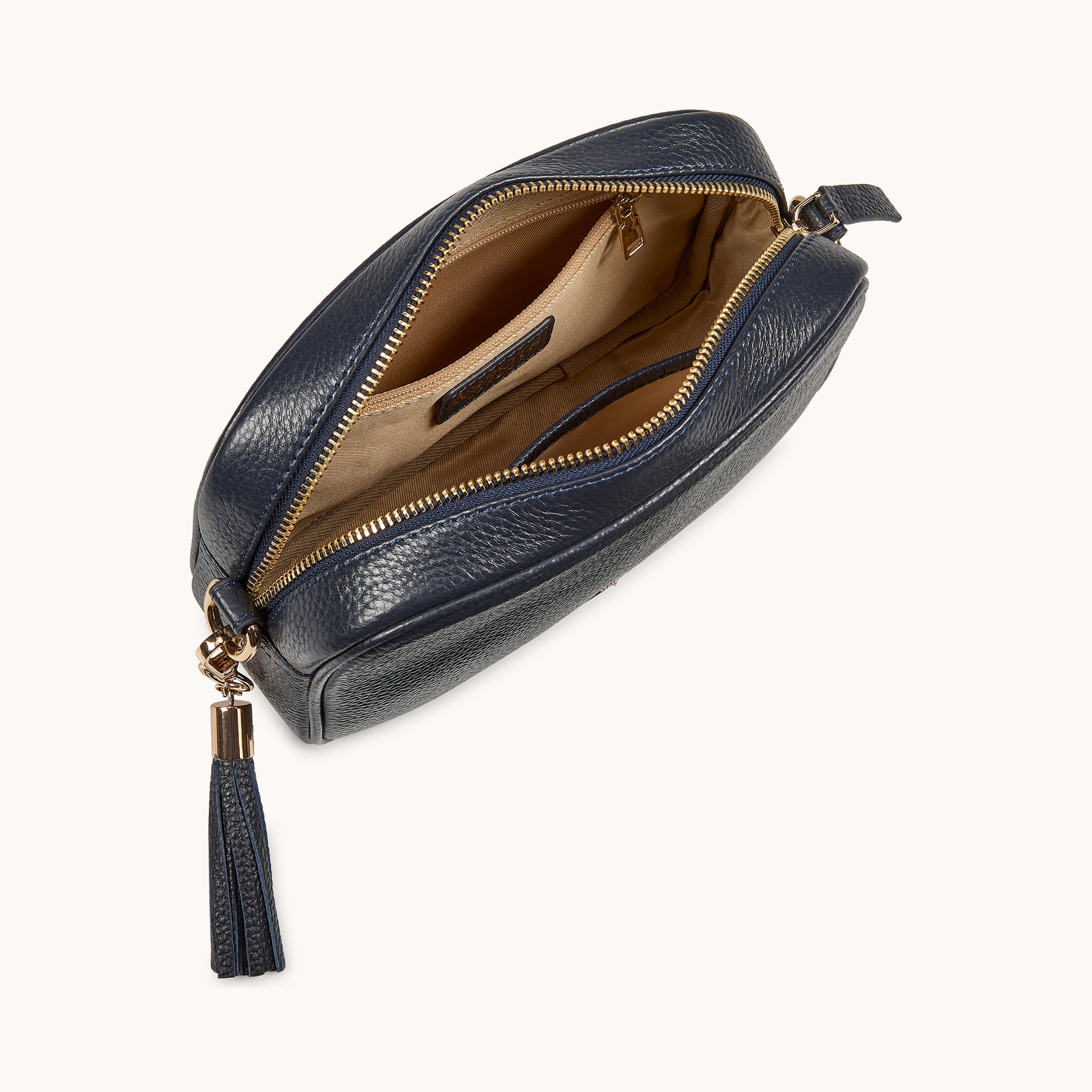 'KENT' Navy Pebble Grain Real Leather Crossbody Bag