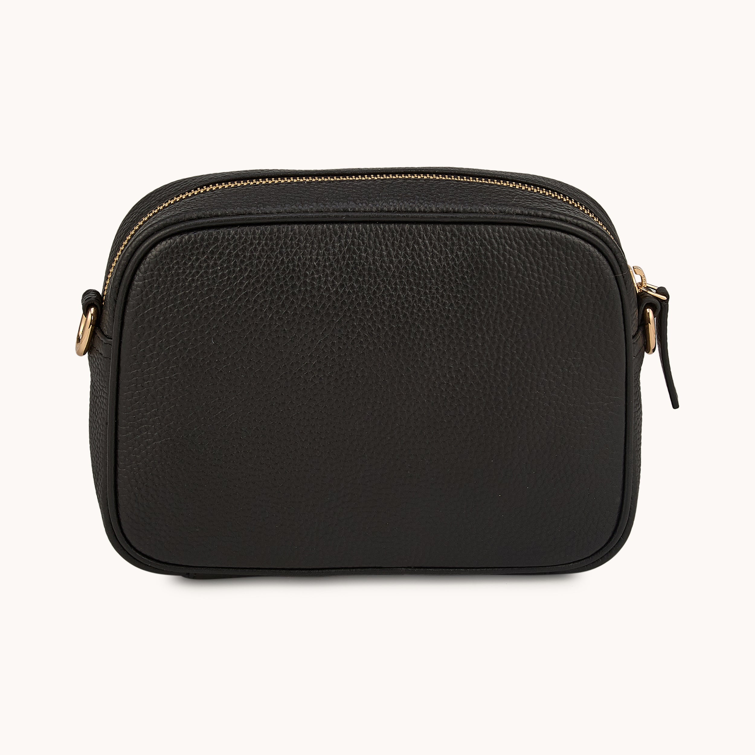 'KENT' Black Pebble Grain Real Leather Crossbody Bag