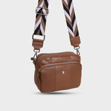 'KEW' Tan Soft Nappa Full Grain Real Leather Crossbody Bag