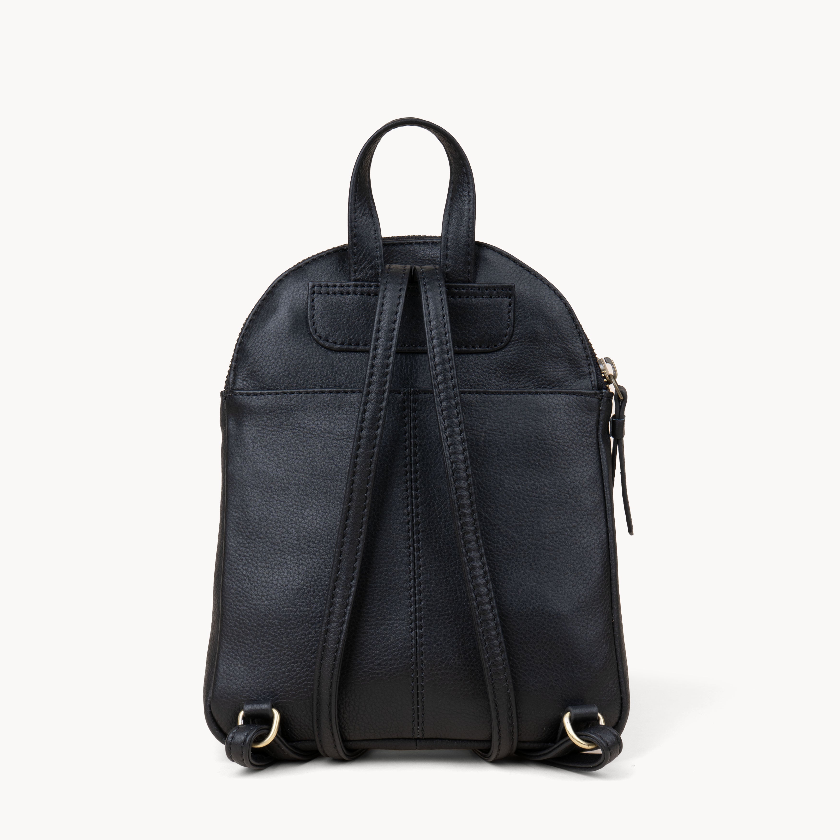 'GEORGE' Black Mini Pebble Grain Leather Backpack