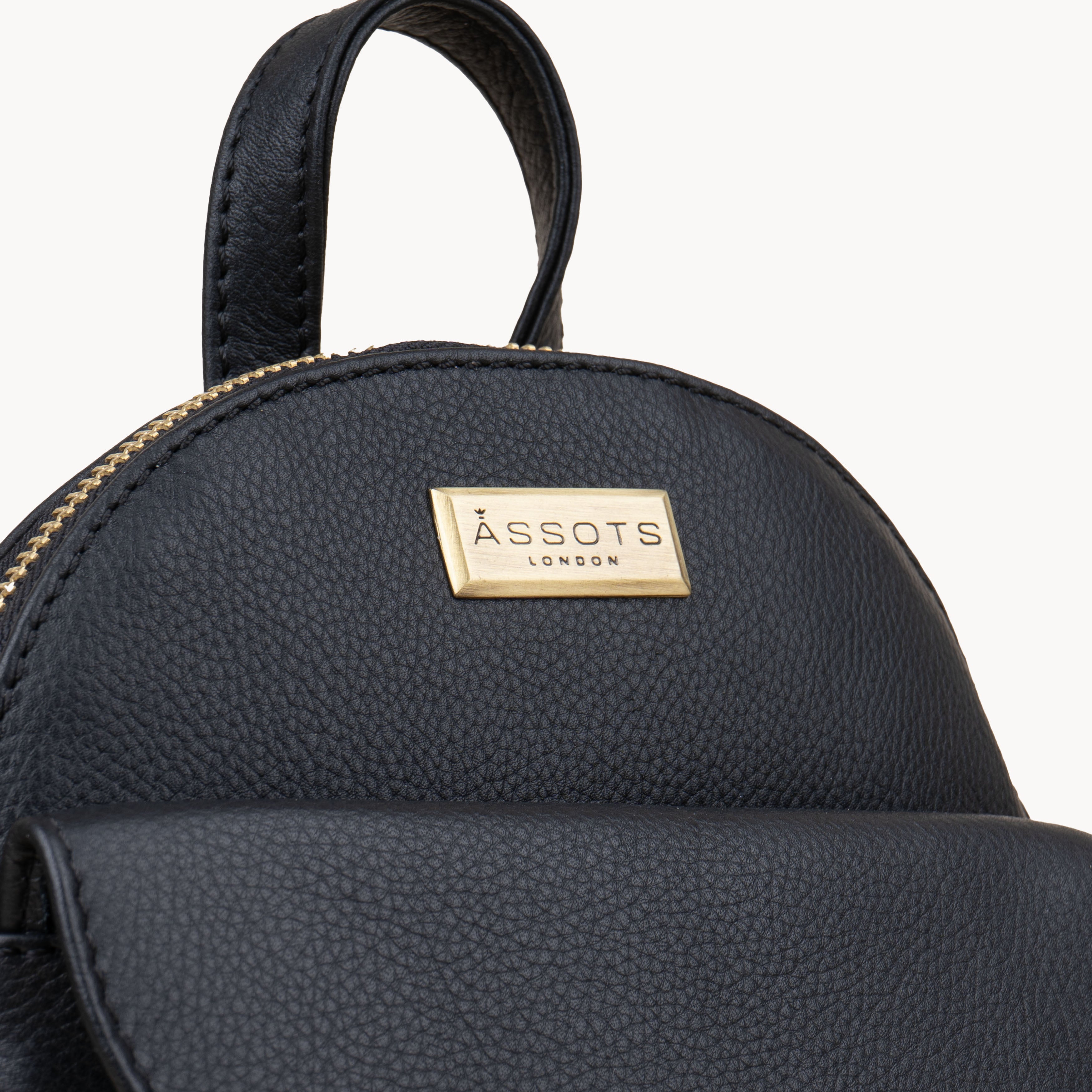 'GEORGE' Black Mini Pebble Grain Leather Backpack