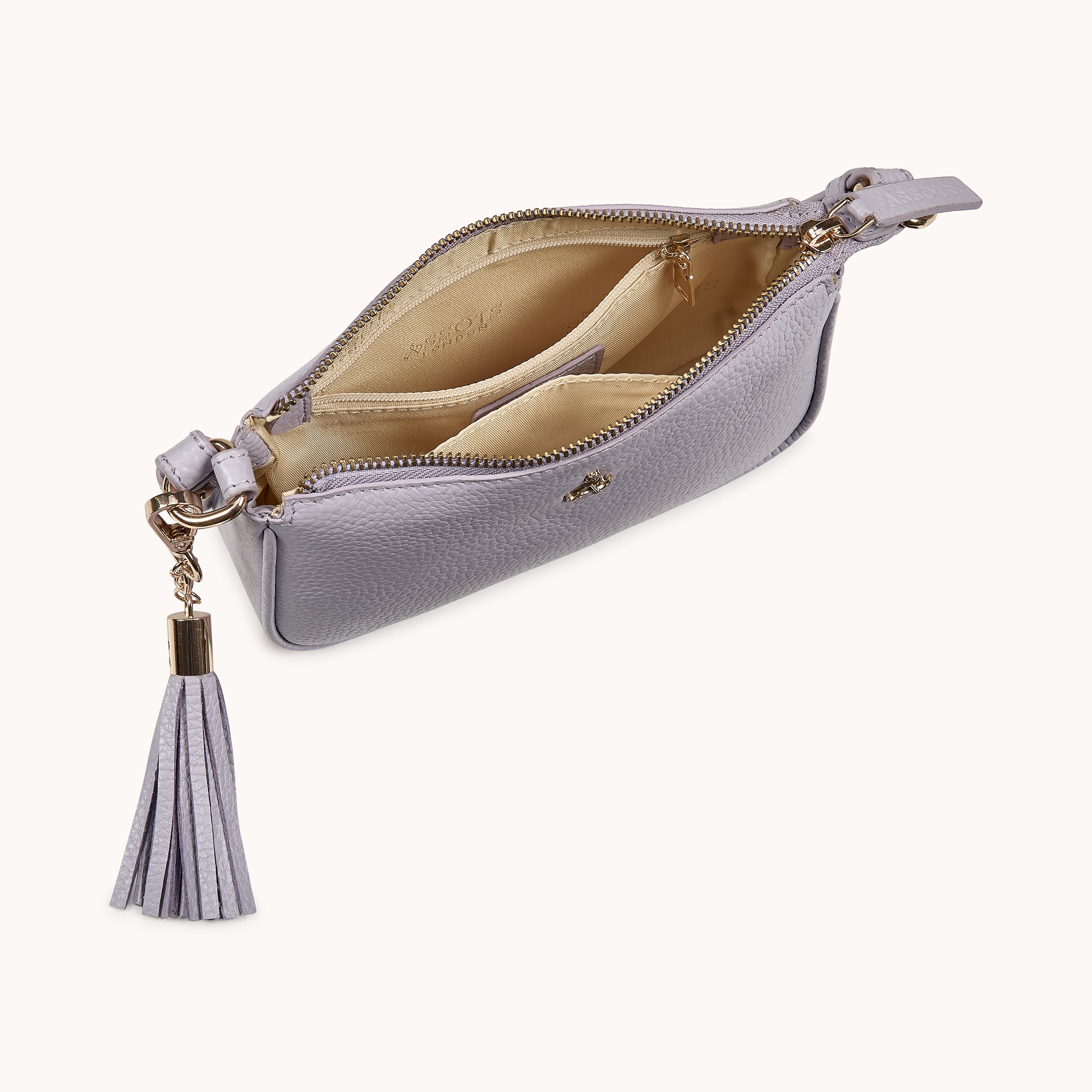 'ROSE' Lilac Pebble Grain Real Leather Shoulder Bag