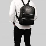 'OSCAR' Black Full Grain Croc Leather Laptop Backpack