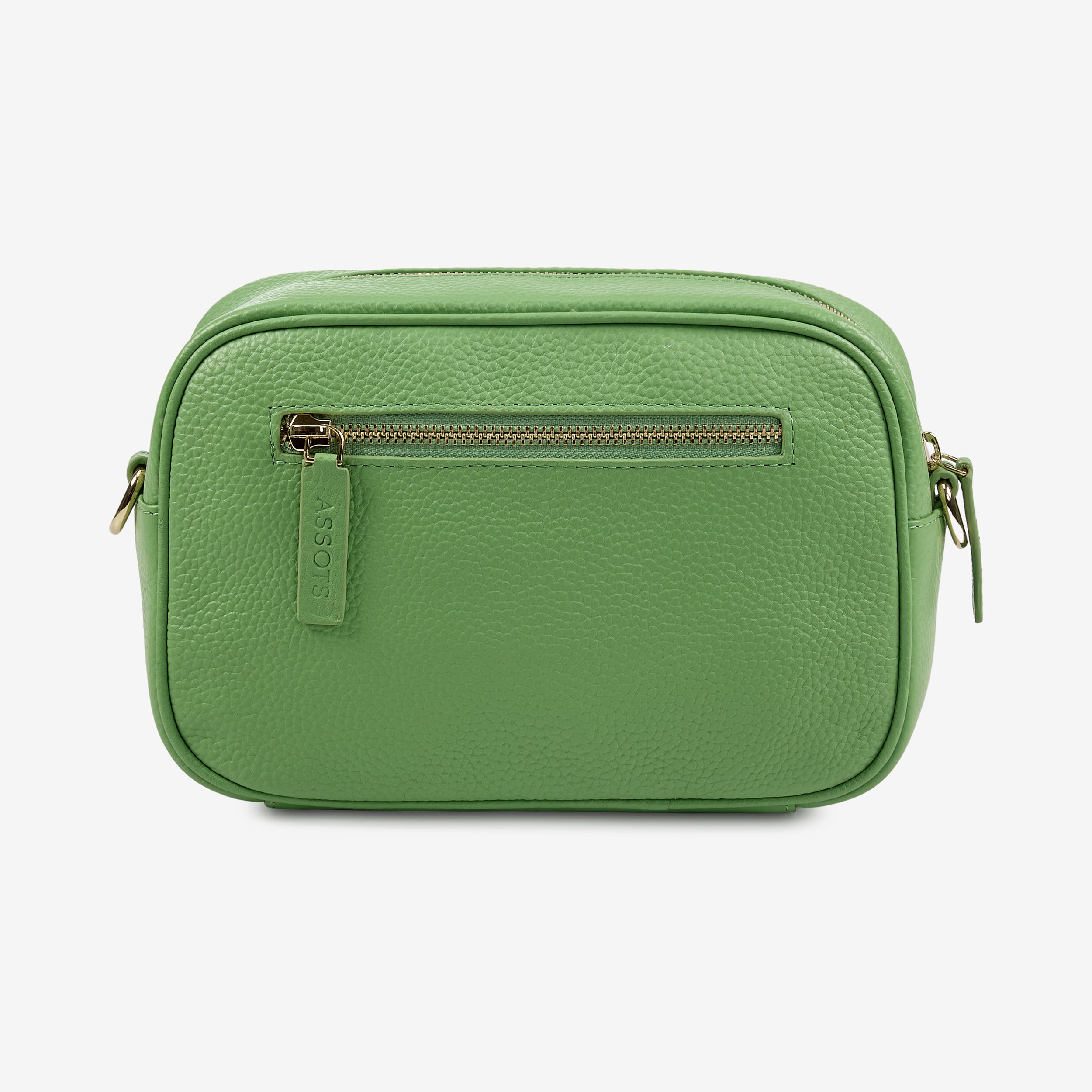 'HACKNEY' Matcha Green Pebble Grain Real Leather Crossbody Bag