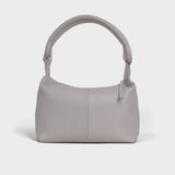 'CITY BAG' Ice Grey Soft Pebble Grain Real Leather Shoulder Bag