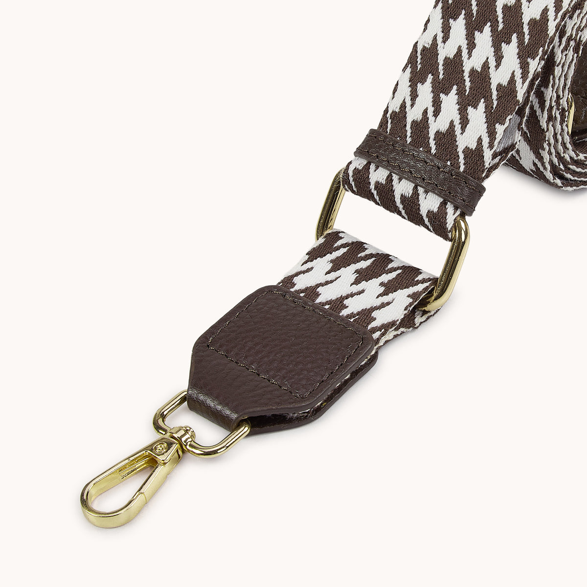 'HOUNDSTOOTH' Coffee Brown Crossbody Strap