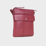 'AMBA' Carmine Pink Soft Nappa Full Grain Real Leather Crossbody Bag