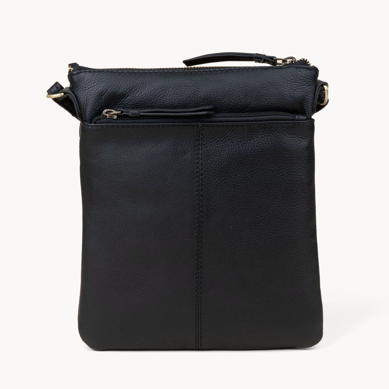 'LINBY' Black Pebble Grain Leather Crossbody Bag