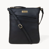 'LINBY' Black Pebble Grain Leather Crossbody Bag