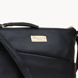 'LINBY' Black Pebble Grain Leather Crossbody Bag