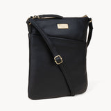 'LINBY' Black Pebble Grain Leather Crossbody Bag
