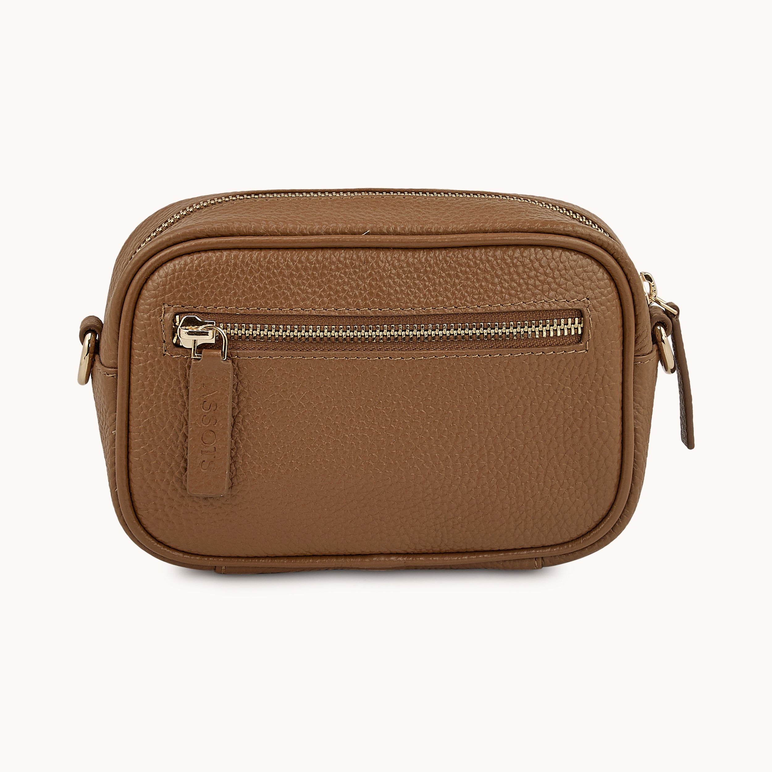 'HACKNEY MINI' Tan Pebble Grain Real Leather Crossbody Bag
