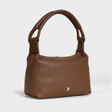 'CITY BAG' Tan Soft Pebble Grain Real Leather Shoulder Bag