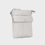 'AMBA' Ice Grey Soft Nappa Full Grain Real Leather Crossbody Bag