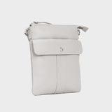 'AMBA' Ice Grey Soft Nappa Full Grain Real Leather Crossbody Bag