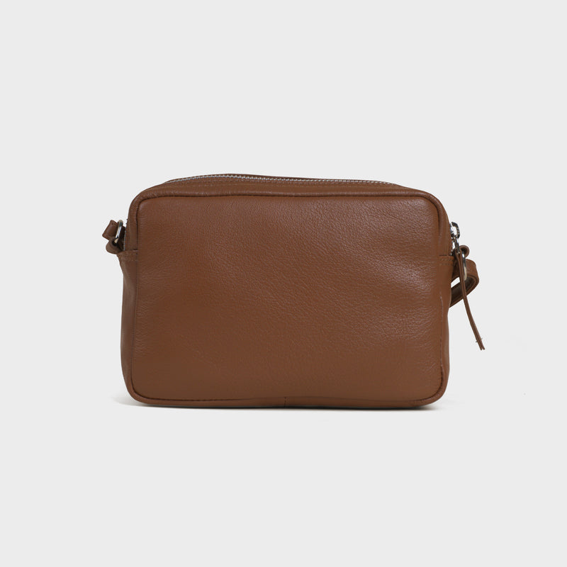 'AVON' Tan Soft Nappa Full Grain Real Leather Crossbody Bag