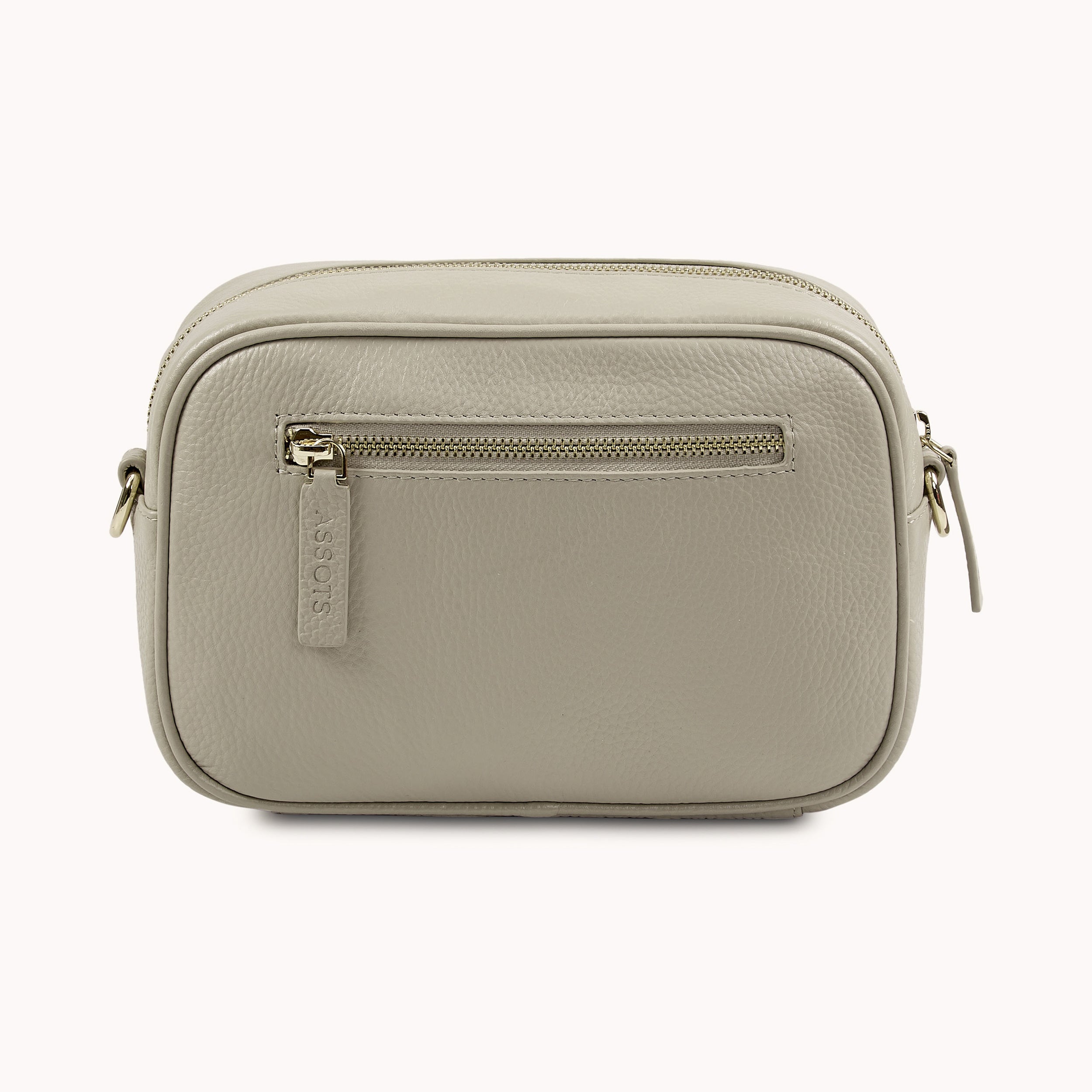 'HACKNEY' Fog Grey Pebble Grain Real Leather Crossbody Bag