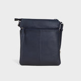 'AMBA' Navy Soft Nappa Full Grain Real Leather Crossbody Bag