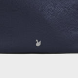 'CITY BAG' Navy Soft Pebble Grain Real Leather Shoulder Bag