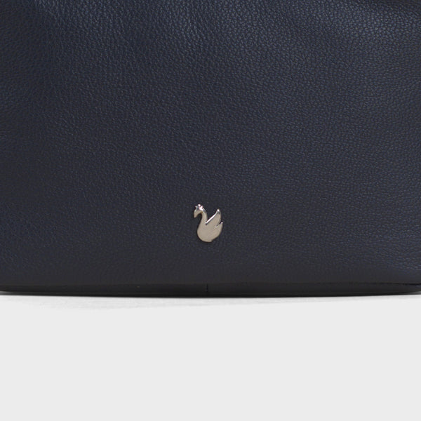 'AVON' Navy Soft Nappa Full Grain Real Leather Crossbody Bag