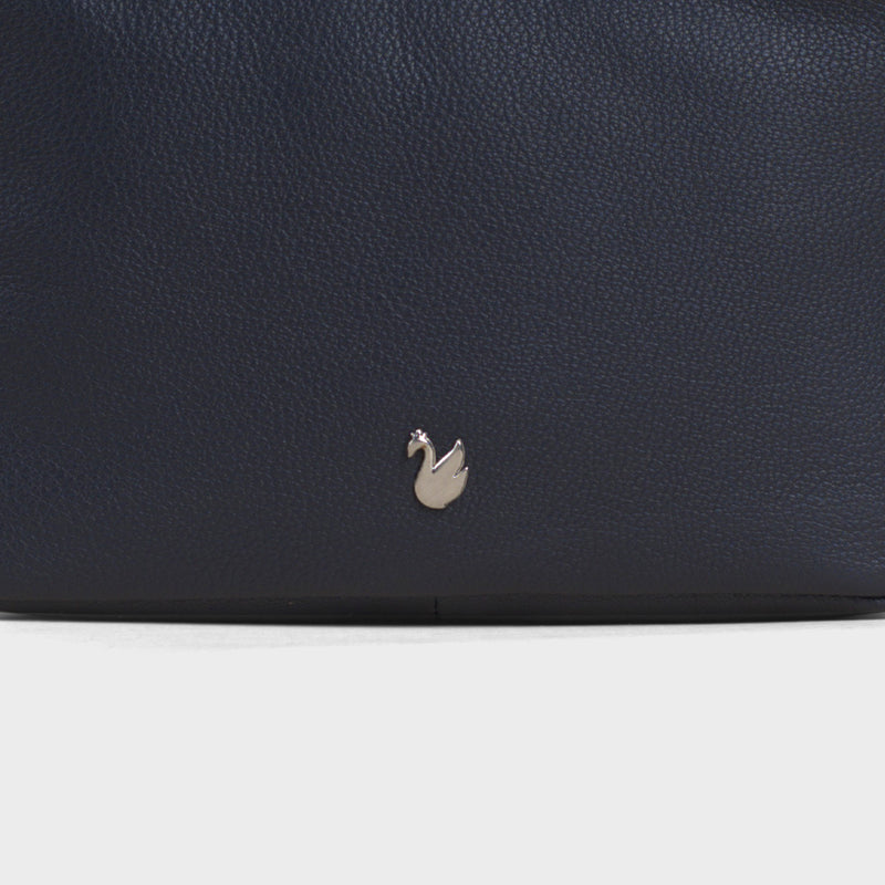 'AVON' Navy Soft Nappa Full Grain Real Leather Crossbody Bag