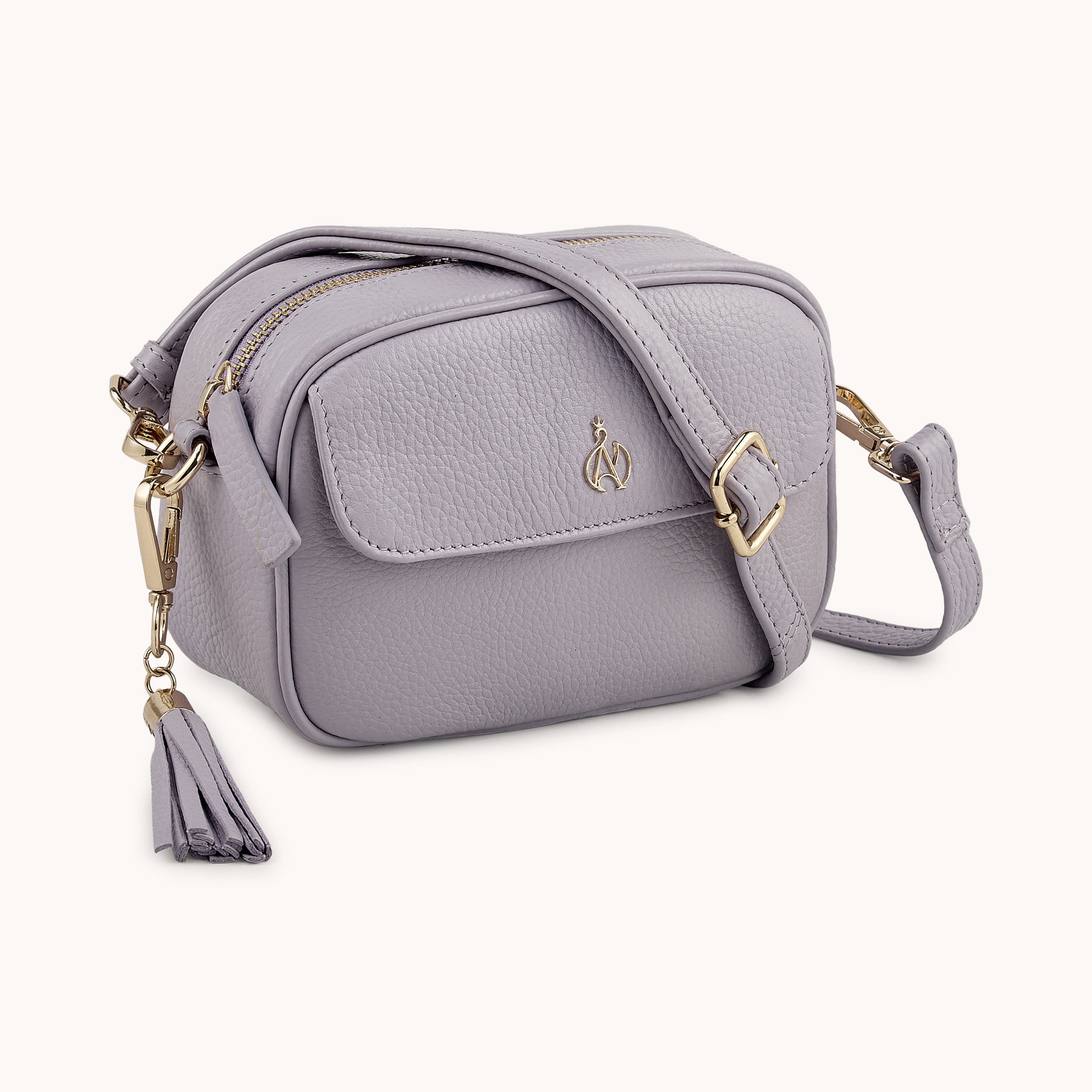 'HACKNEY MINI' Lilac Pebble Grain Real Leather Crossbody Bag
