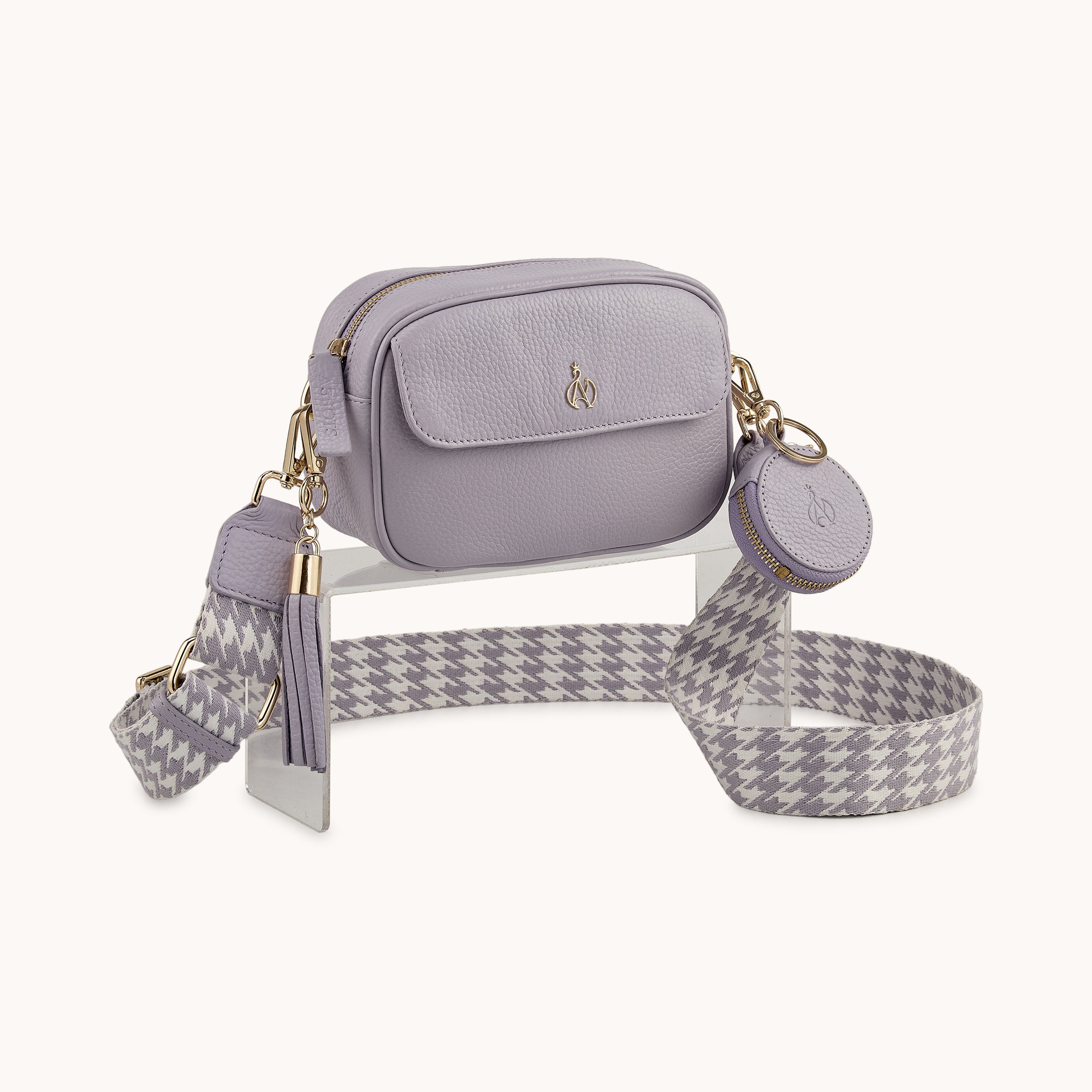 'HACKNEY MINI' Lilac Pebble Grain Real Leather Crossbody Bag