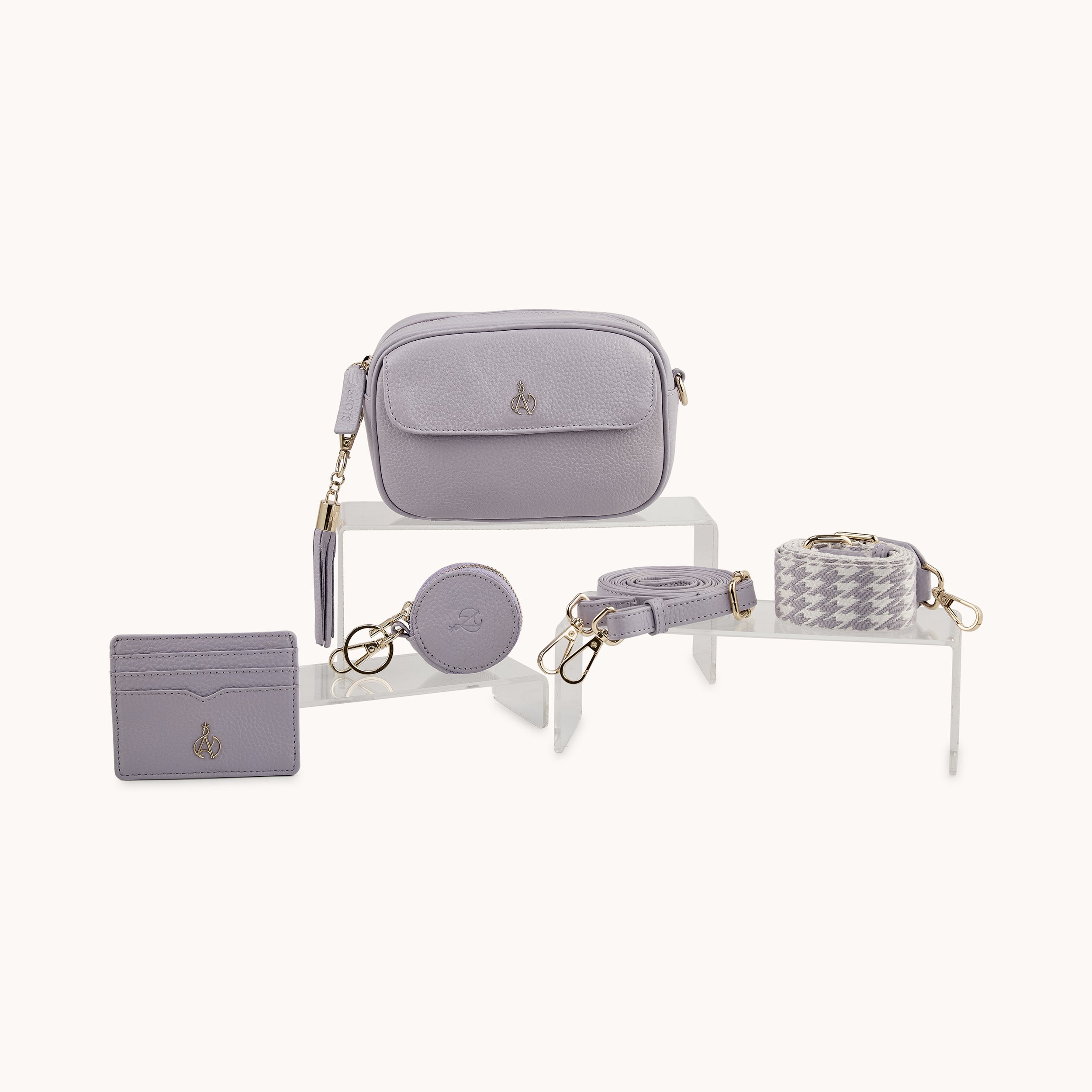 'HACKNEY MINI' Lilac Pebble Grain Real Leather Crossbody Bag