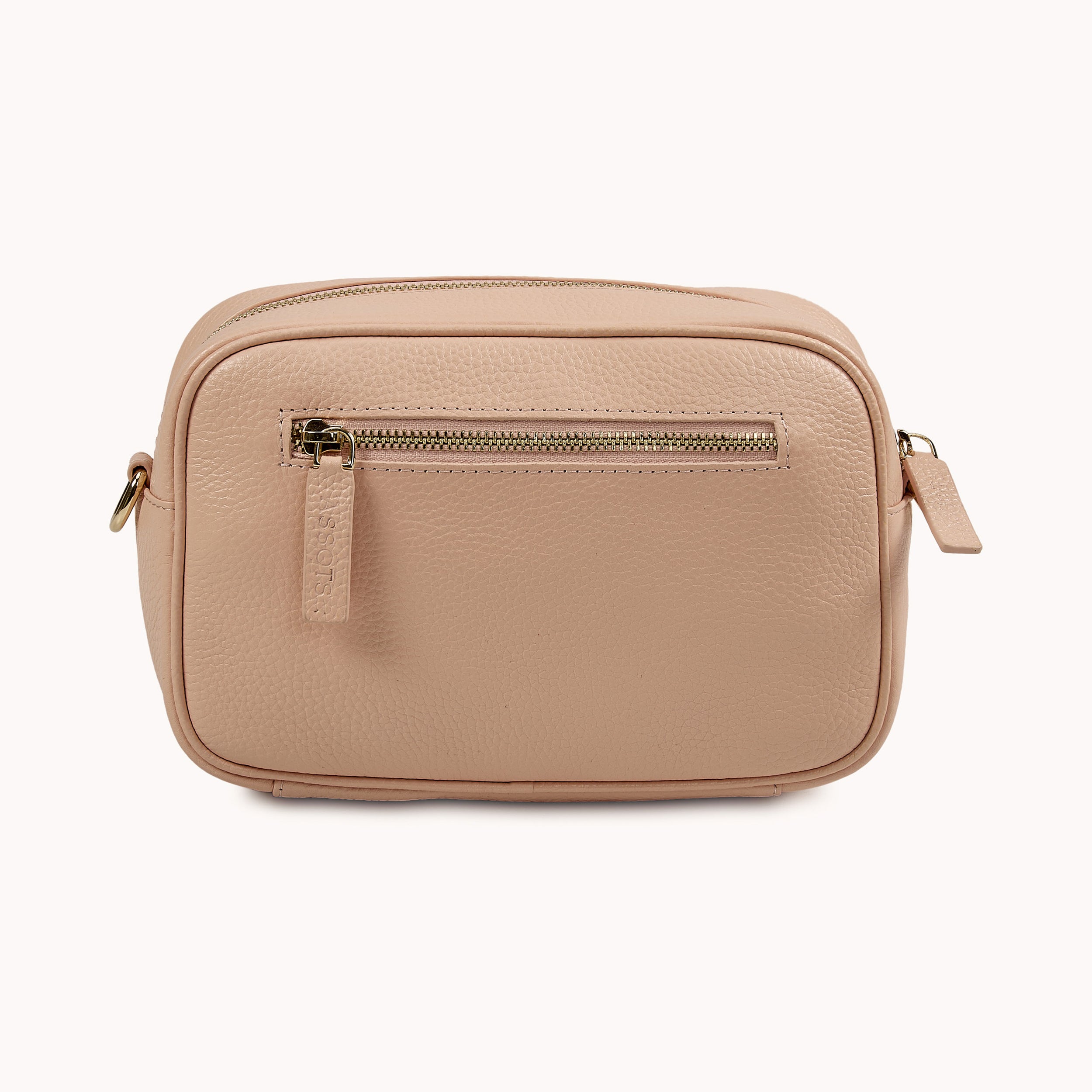 'HACKNEY' Peach Pebble Grain Real Leather Crossbody Bag