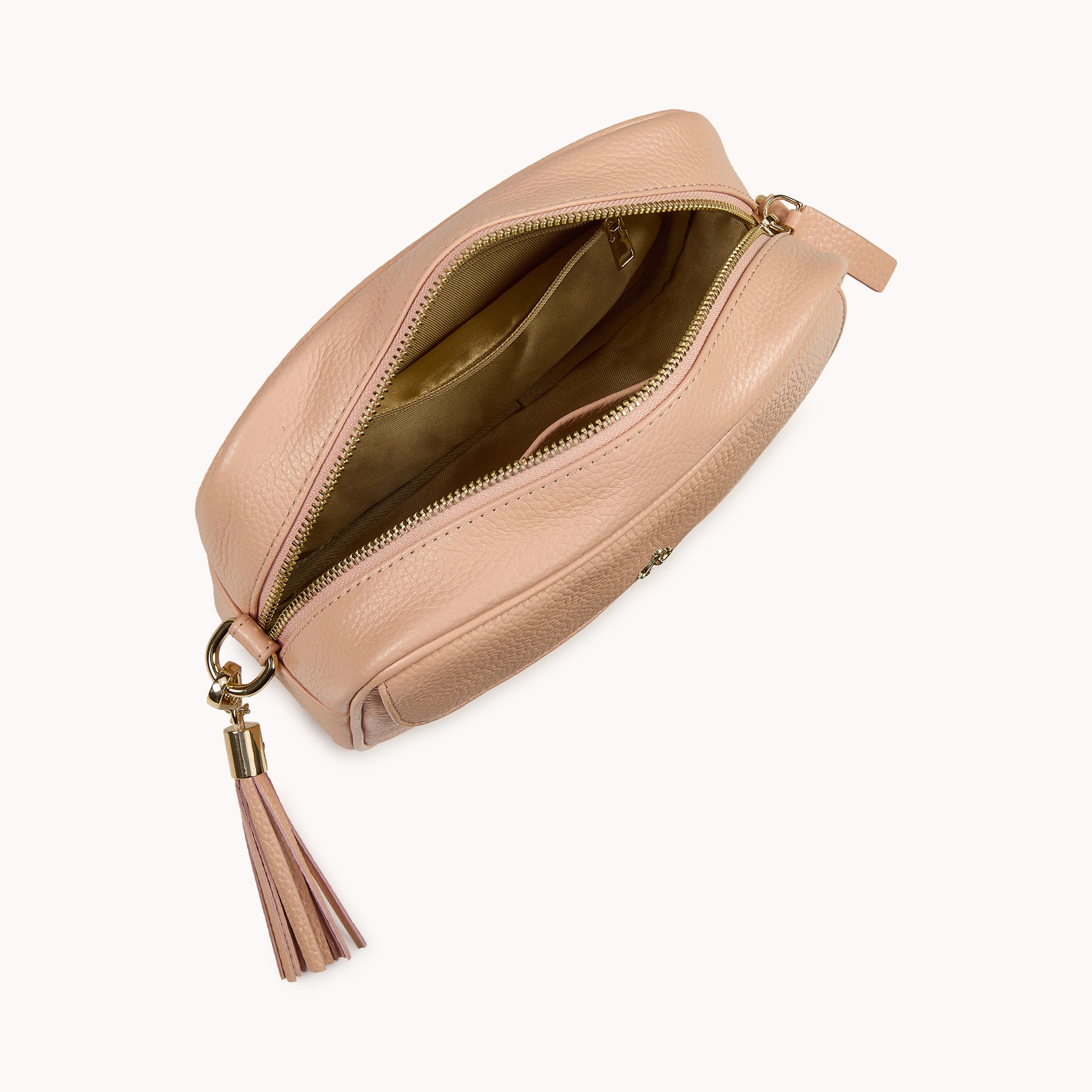 'HACKNEY' Peach Pebble Grain Real Leather Crossbody Bag
