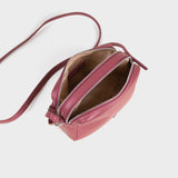 'AVON' Carmine Pink Soft Nappa Full Grain Real Leather Crossbody Bag