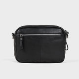 'KEW' Black Soft Nappa Full Grain Real Leather Crossbody Bag