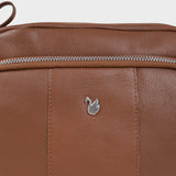 'KEW' Tan Soft Nappa Full Grain Real Leather Crossbody Bag