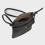 'AMBA' Black Soft Nappa Full Grain Real Leather Crossbody Bag