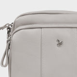 'KEW' Ice Grey Soft Nappa Full Grain Real Leather Crossbody Bag