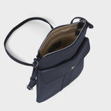 'AMBA' Navy Soft Nappa Full Grain Real Leather Crossbody Bag