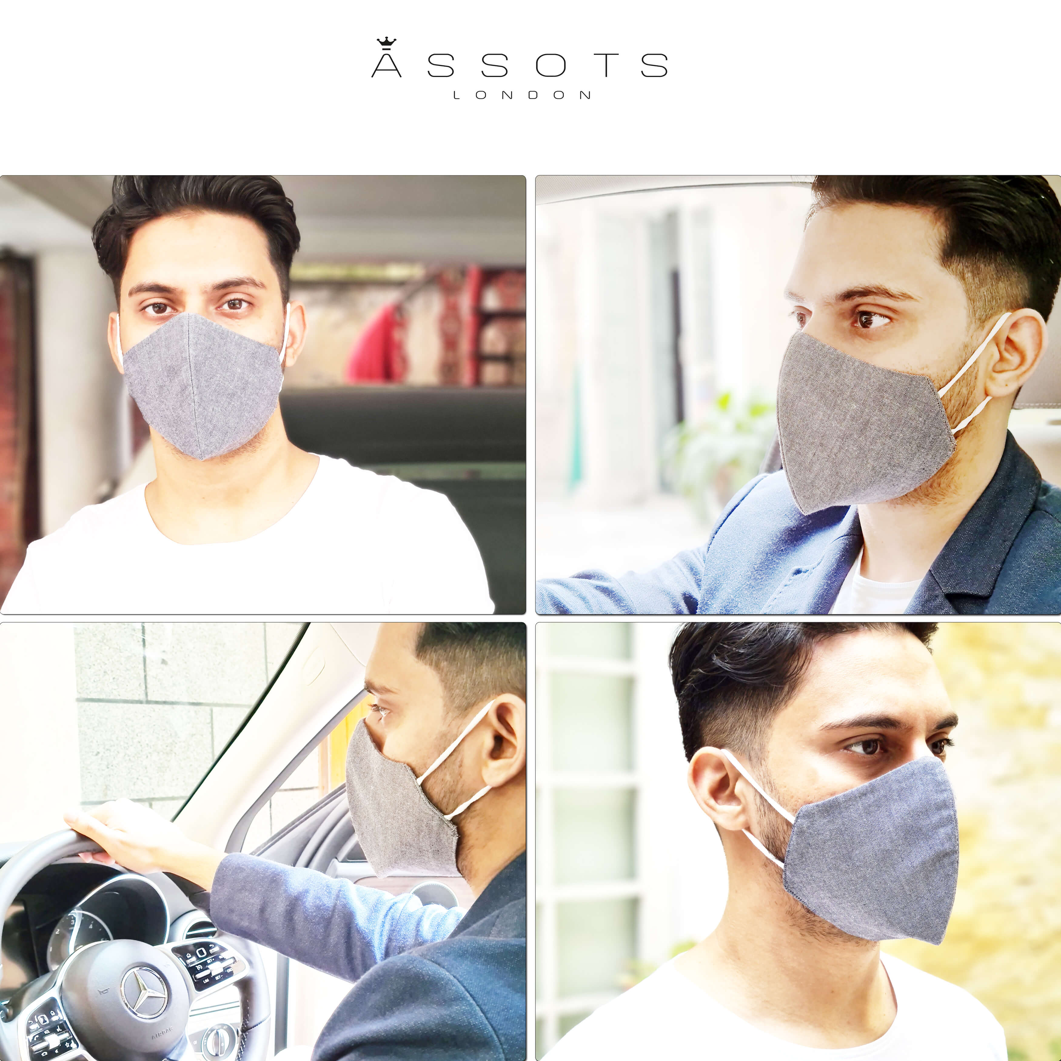 Pack of 3 Pure Cotton 4-layer Protective Premium Unisex Washable Grey Face Mask