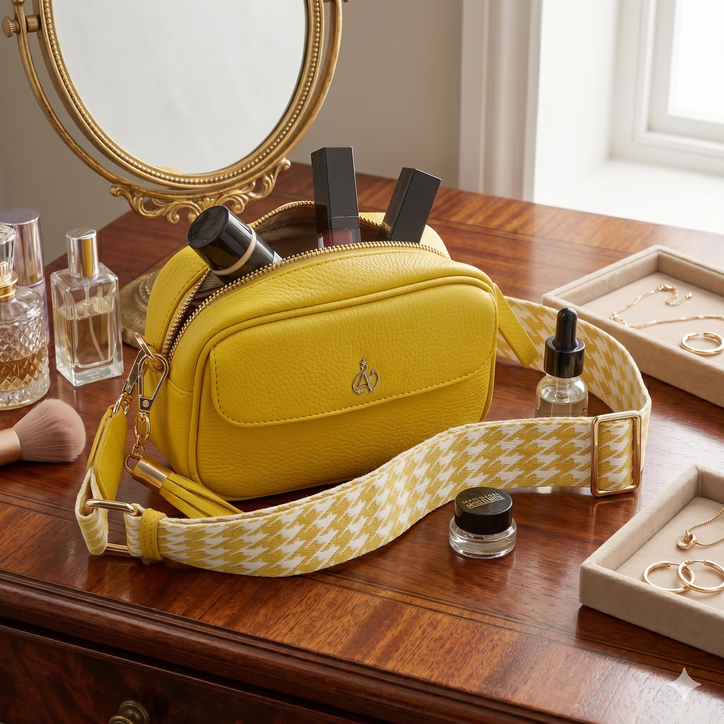 'HACKNEY MINI' Sunflower Pebble Grain Real Leather Crossbody Bag