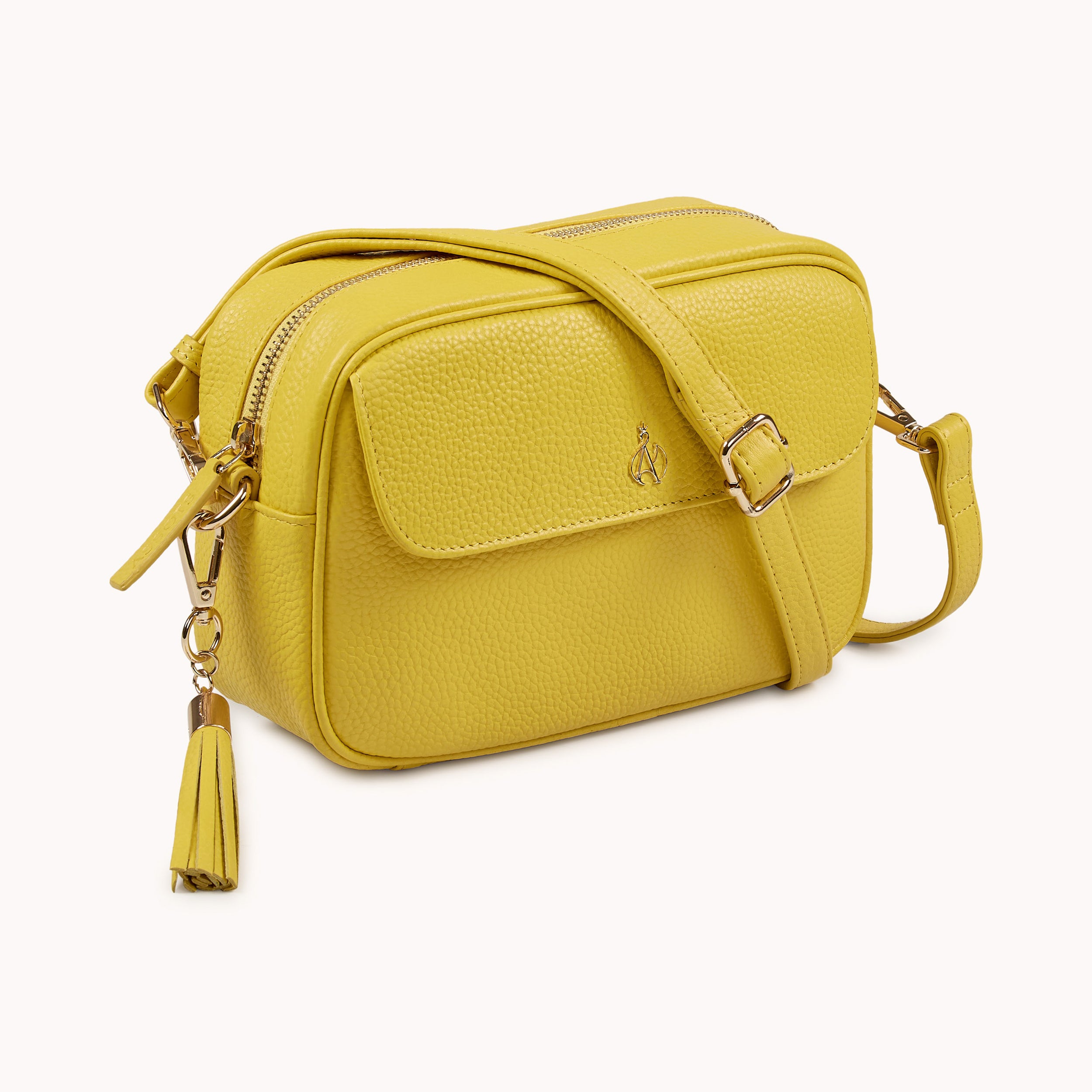'HACKNEY' Sunflower Pebble Grain Real Leather Crossbody Bag