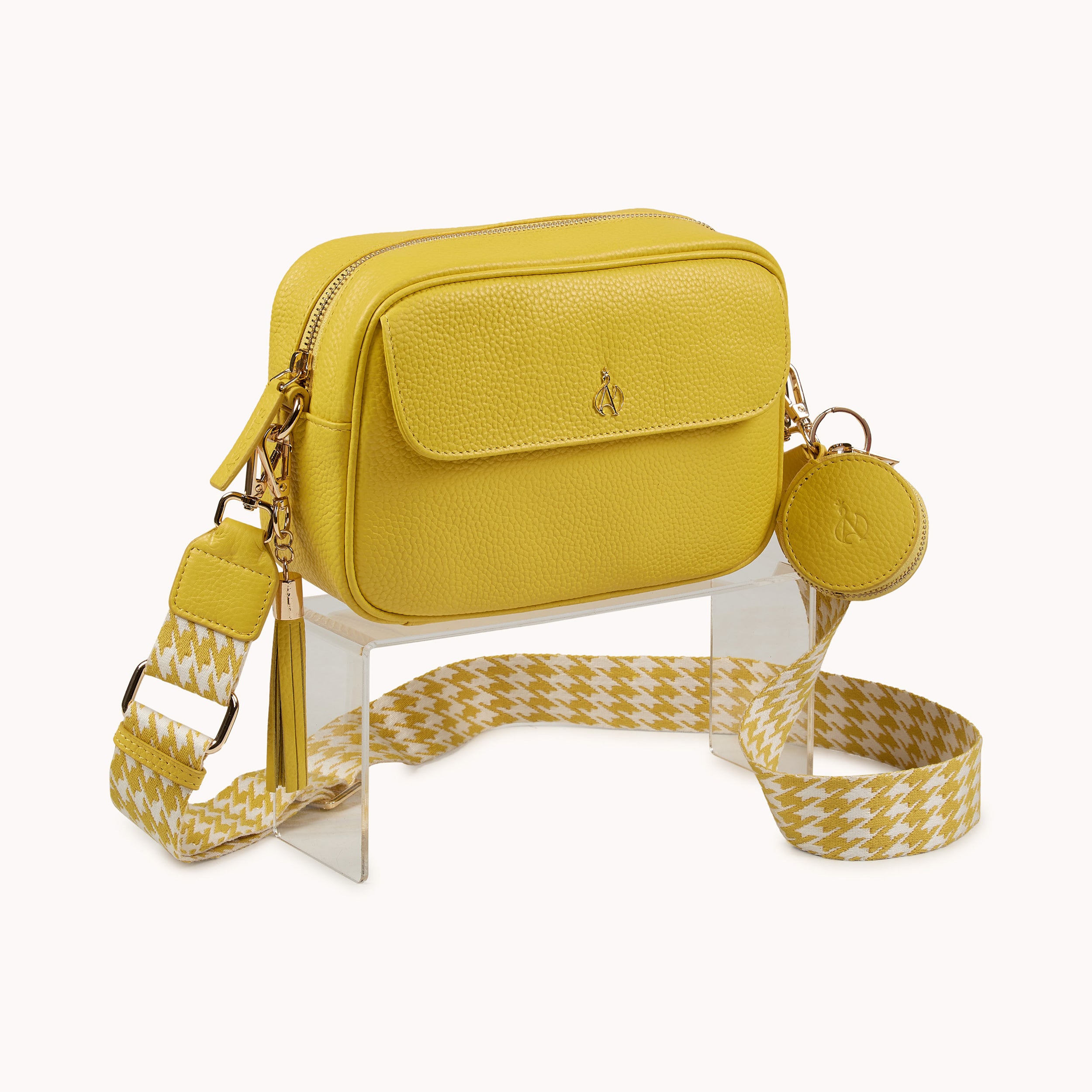 'HACKNEY' Sunflower Pebble Grain Real Leather Crossbody Bag