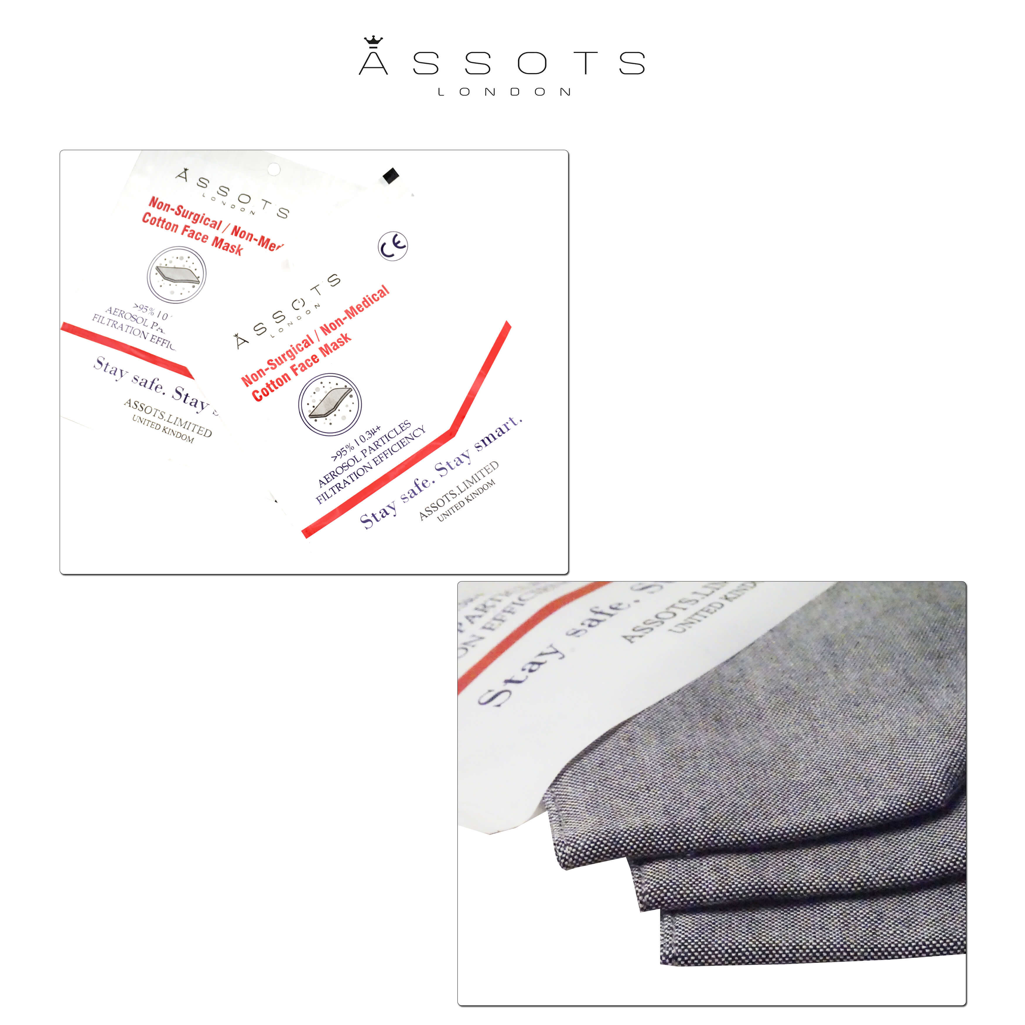 Pack of 3 Pure Cotton 4-layer Protective Premium Unisex Washable Grey Face Mask